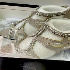 Silver and crystal heel dress shoes